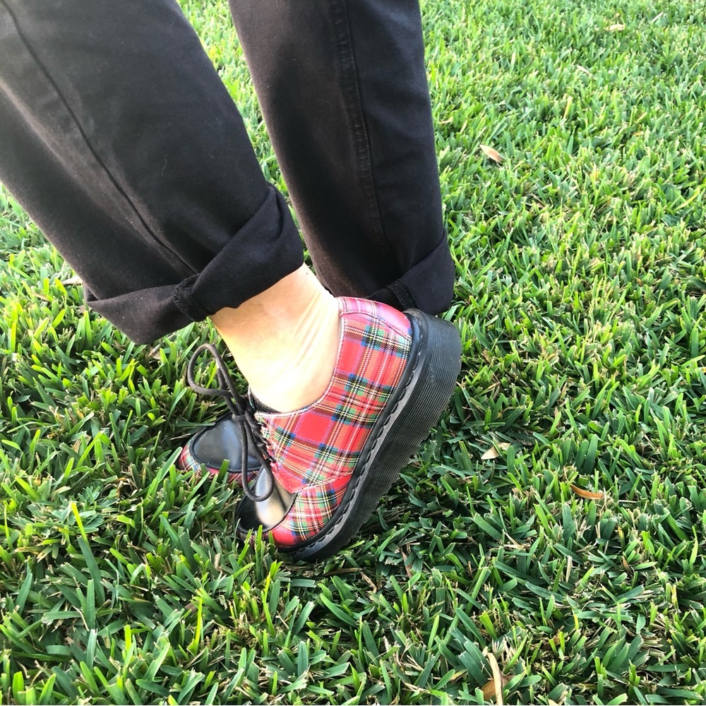 Dr Martens Ramsey River Creepers Red Tartan Plaid Leather Womens 7 Rare Punk